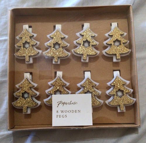 Glitter tree wooden pegs - (8),