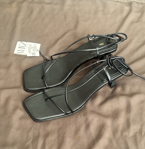 Zara black leather heeled - zara,