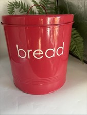 Red Metal Round Bread Bin with