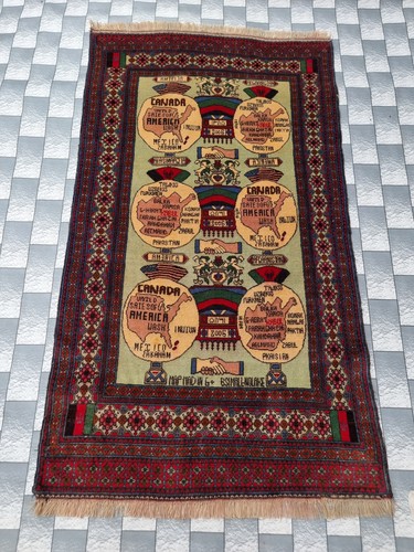 Vintage afghan rug handmade - vintage,