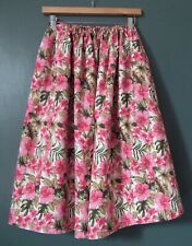Women's handmade skirt cotton vintage style floral pink flowers dirndl S M ?