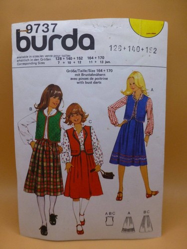 Vtg burda 9737 girls 10 - 7, 12