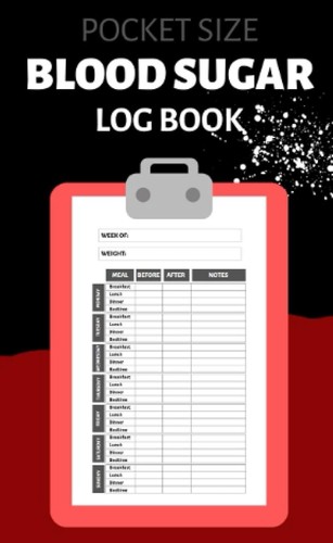 Blood sugar log book pocket - blood,