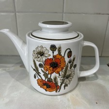 Teapot w/ Poppy Design Vintage By J & G MEAKIN 1970's - EHB