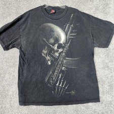 OG Abel Shirt Mens Large Black Skull Rifle Graphic In The Game I Trust Tee