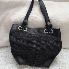 Gianni Conti Leather Trim Handbag Made In Italy Black 