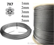 Stainless steel wire rope cable 1mm 2mm 3mm 4mm 5mm 316 A4 7x7 balustrade fence