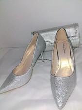 ROLAND CARTIER BRAND NEW SILVER SHIMMER SHOES AND MATCHING BAG SIZE 8  EUR 41