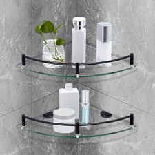Glass Shelf, Black, 2 Pack