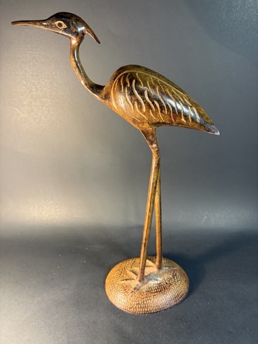 Vtg metal heron - metal, statue