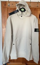 Men’s Stone Island Beige Zipped Hoodie Cardigan Sweatshirt - Size Medium