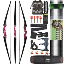 60" Takedown Longbow Set 20-60lb Archery Hunting Target Shoot Black Hunter RH LH