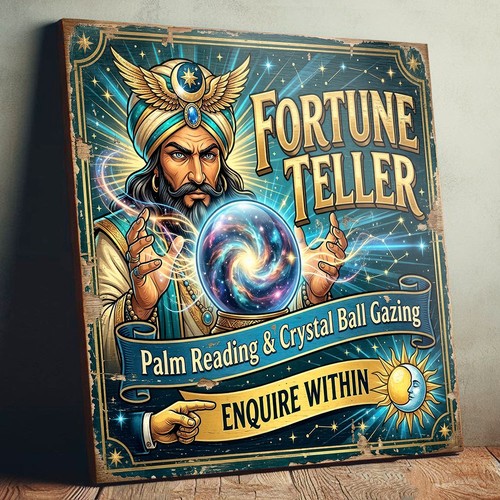 Fortune teller large - wood, 34cm