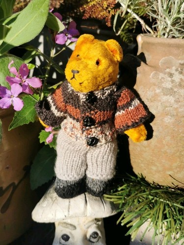 Hand knitted teddy bear - knitted,