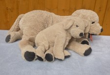 Set of 2 Ikea Gosig Golden Retriever Dog Puppy Beige Soft Plush Toys 27" & 15"