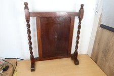 Antique Wooden Fire Screen Spark Guard Cover Wood Art Deco Vintage Barely Twist