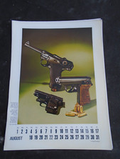LUGER WALTHER PPK BROWNING  GUN     vintage 1970s calendar page single