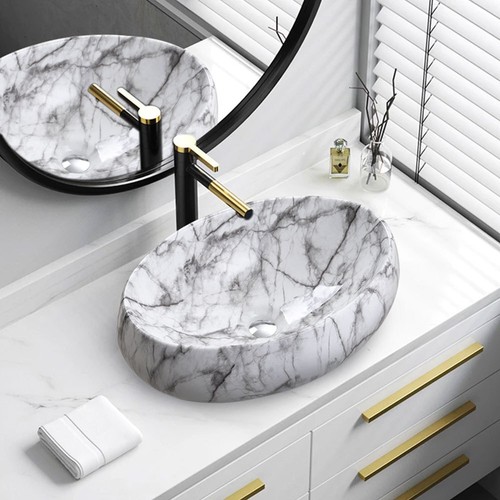 Grey marbled effect - grey, basin