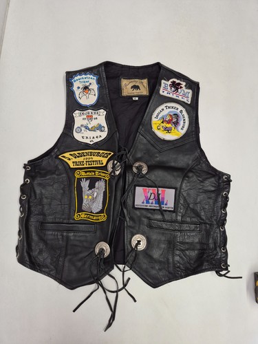 Vintage leather waistcoat - , 40"