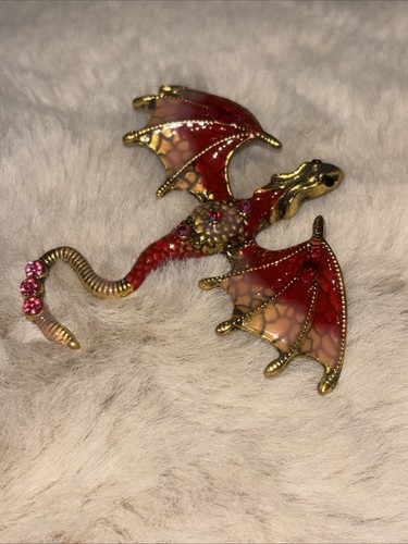 Dragon striking new brooch - dragon,