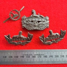 WW1 Gloucestershire Regiment Officers Bronze Cap & Collar Badges Blade Fixings