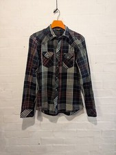 Diesel Western Shirt Snap Pearl Poppers brown Medium cowboy long sleeve