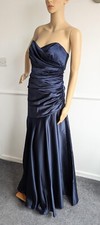 Dessy Collection Midnight Blue Prom Bridesmaid Strapless Gown Dress S UK 8