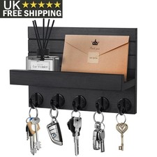 Wall Mounted Coat Rack 5 Hooks Entryway Shelf Storage Organizer Key Holder Decor