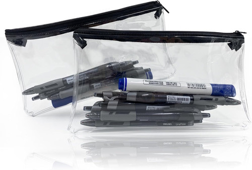 Clear pencil case with - pencil, zipper