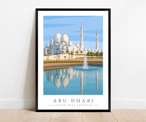 Abu dhabi travel poster print - abu,