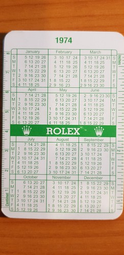 Rolex calendar 1974 1975 green - rolex,