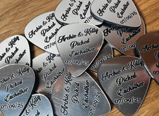 PERSONALISED GUITAR PLECTRUMS Acrylic Music Wedding Silver Confetti Gift Party