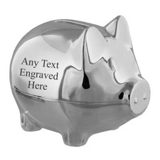 Personalised Engraved Silver-plated Piggy Bank Money Box