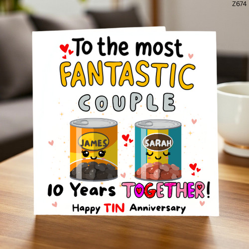 Tin anniversary card - anniversary, him