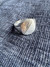 vintage mens Sterling Silver patterned signet ring
