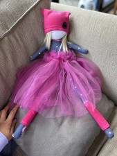 Handmade Waldorf Style Cloth Rag Doll – Pink Tulle Tutu & Hat – Nursery Gift