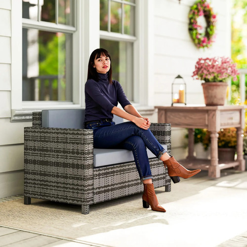Garden rattan wicker loveseat - wicker,