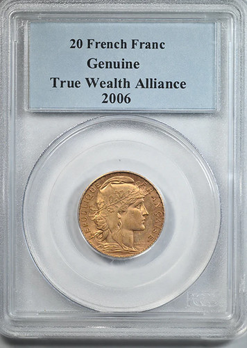 1907 french gold 20f - 20f, franc