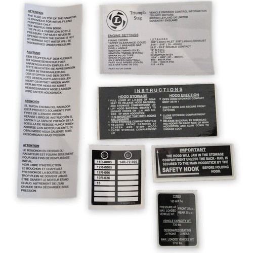 Triumph stag info label - stag, **