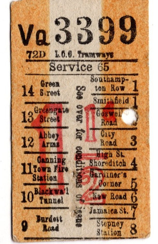 Tram ticket london county - london,