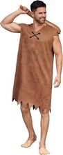 Mainfini Mens Caveman Barney Costume 2 Pcs Halloween Cosplay Outfit Brown E1