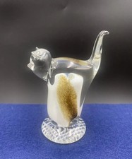 Art Glass Cat Paperweight Clear Glass With A Coloured Insert Murano Style