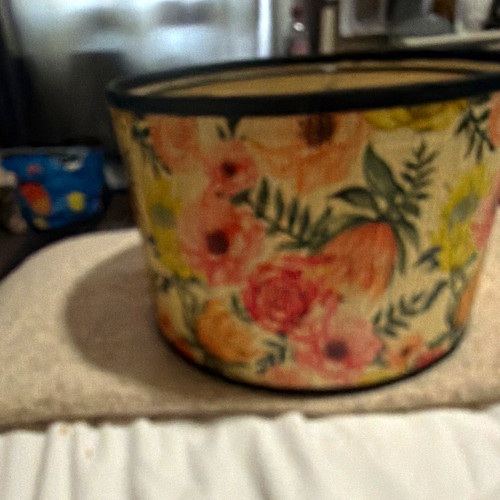 Floral wicker drum lampshade - floral,