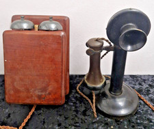 Antique Brass No 2 Candlestick Telephone No Dial and bell box