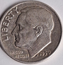 1959 US USA Roosevelt One Dime