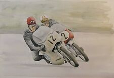 Mike Hailwood John Cooper Motorcycle Original painting by Andy Crabb  