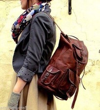Vintage Leather Backpack Bag Rucksack Travel Genuine Laptop Men's Brown New Real