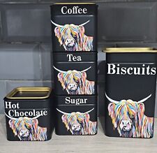 highland cow Tea Coffee Sugar  set of 5