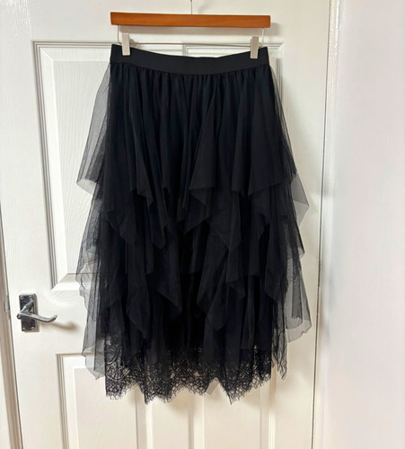 Women black layered tiered - black,