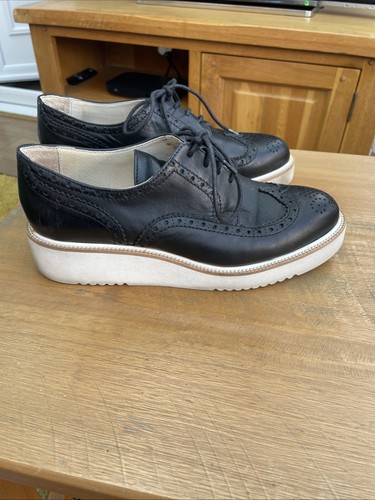 Dune black brogue ladies shoes - dune,